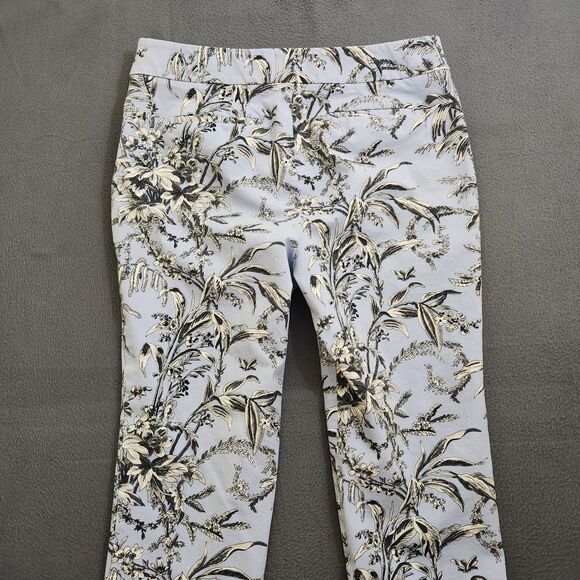 Talbots Women 12 Blue Floral Stretch High Rise Chatham Ankle Pant - Picture 4 of 11